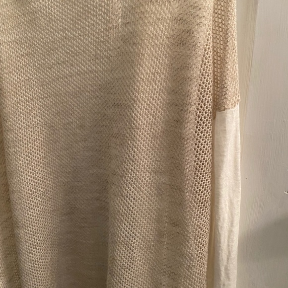 Anthro Sita Murt Linen Blend Open Weave Crochet Back 3/4 Sleeve Draped Cardigan - Picture 7 of 12